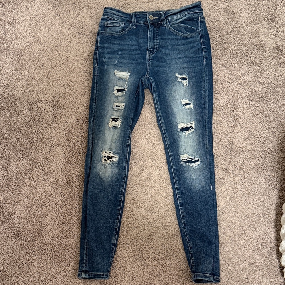 KanCan Ripped Skinny Jeans in Deep Blue